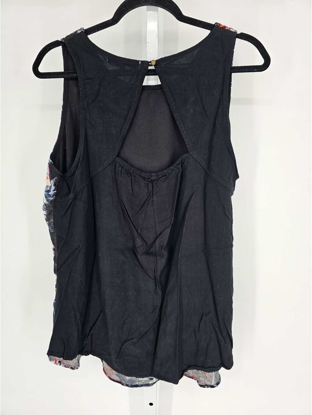 Gypsies & Moondust Women's Sleeveless Floral Print Black Velvet Boho Top Size XL - Picture 4 of 5